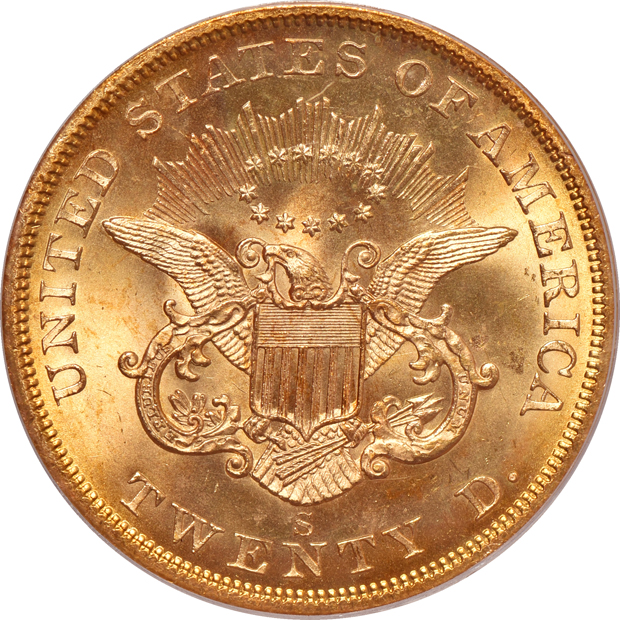 1857-S Spiked Shield PCGS MS-64 S.S. Central America