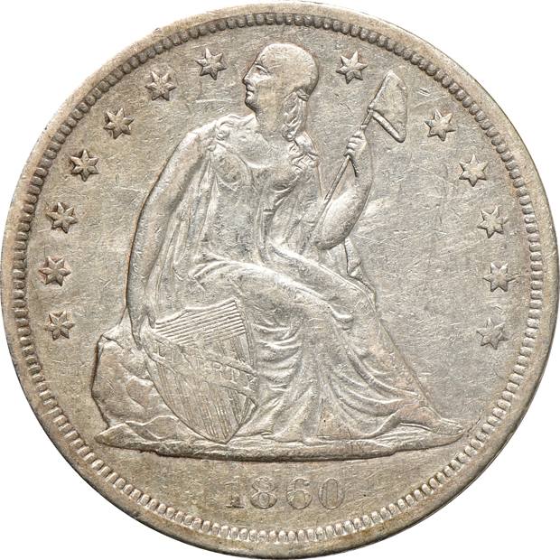 Three silver dollars and an half-dollar