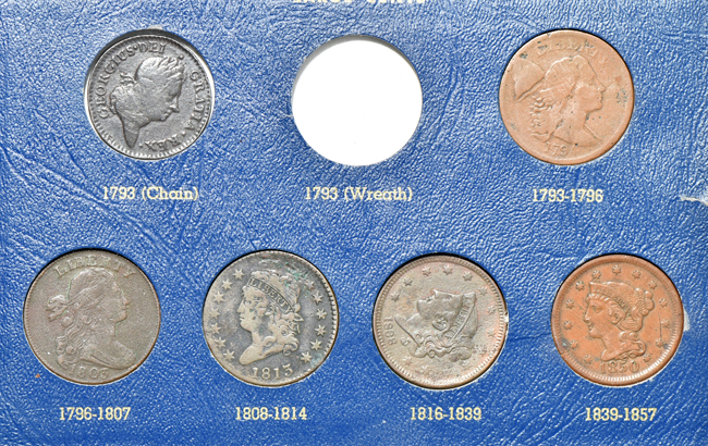 Sixty coins in a Whitman 9434 album