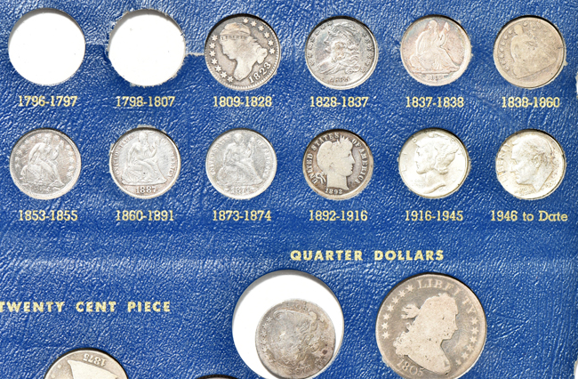 Sixty coins in a Whitman 9434 album