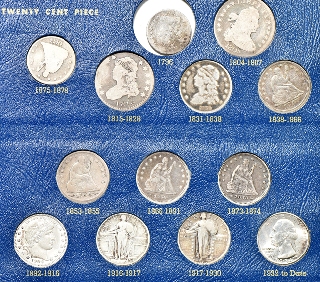 Sixty coins in a Whitman 9434 album