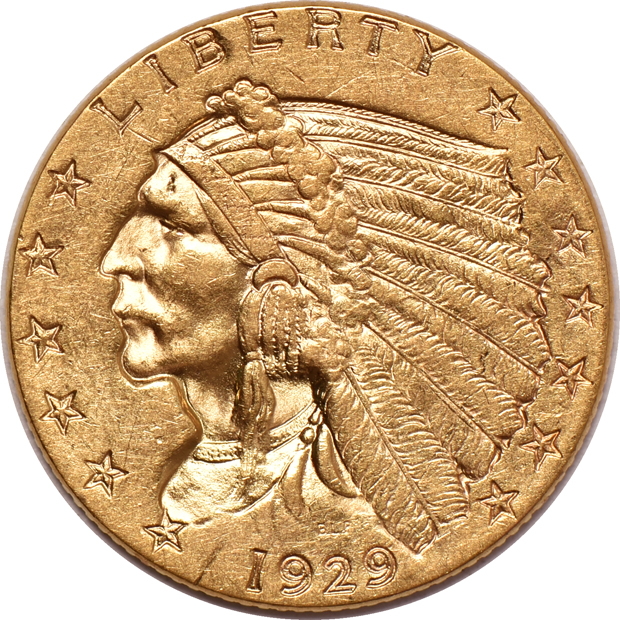 Six Indian-Head quarter eagles