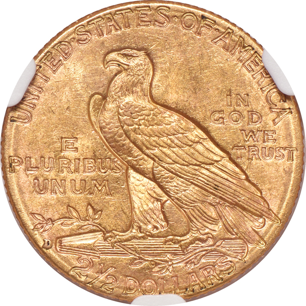 1861 Type 2 Liberty quarter-eagle AU details/cleaned, and a 1914-D Indian-Head quarter eagle MS-61+, both NGC