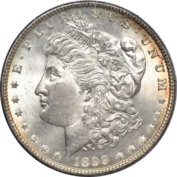 1878-CC NGC MS-64, and an 1899 PCGS MS-64 (rattler)