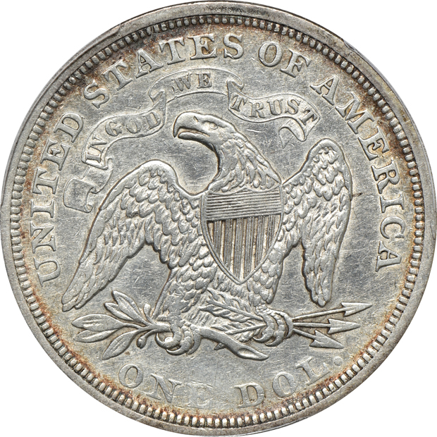 1835 Bust half-dollar AU-55, and an 1872 Seated Liberty dollar XF-40, both PCGS