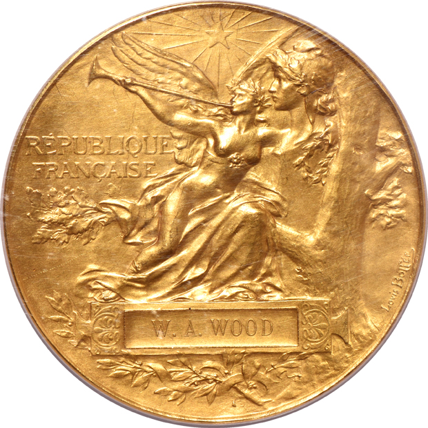 France - 1889-Dated Gold Universal Exhibition Medal, W.A. Wood WURZB.-7179 (170.37g) - NGC MS-61