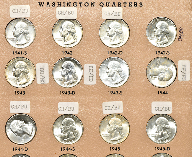 Nearly complete collection of Washington quarter (no 1938-S or 1939-S), including proof-only issues through 1998-S silver, in a Dansco album