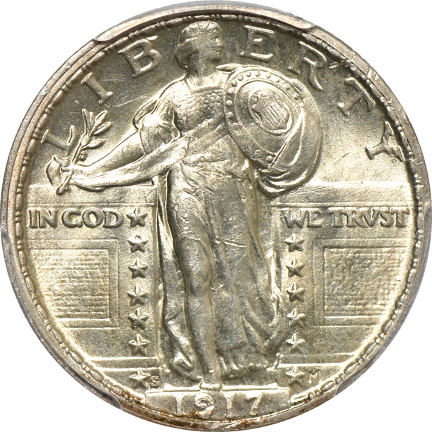 Four PCGS certified Standing Liberty quarters