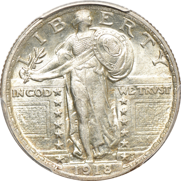 Four PCGS certified Standing Liberty quarters