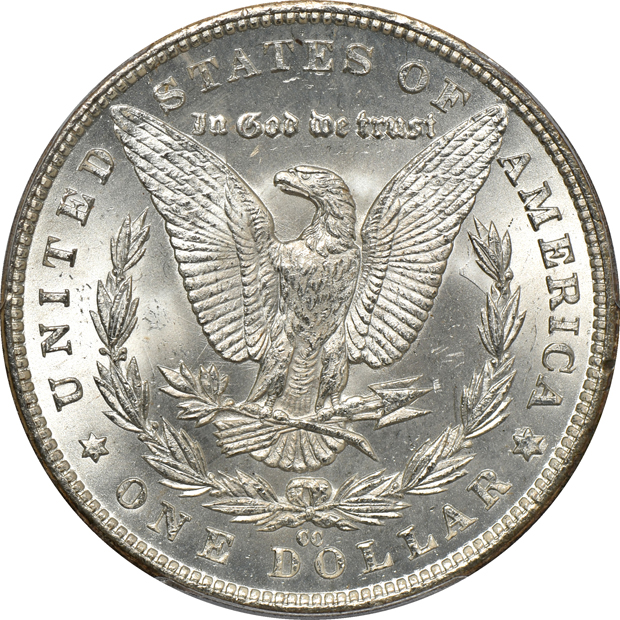 1883-CC MS-64+, 1884-CC MS-64+, and an 1884-CC MS-64, all PCGS