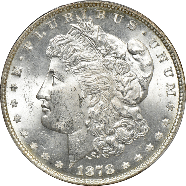 Two 1878 7TF Reverse of 1878 MS-63, and two 1878 8TF (MS-62 and MS-64), all PCGS