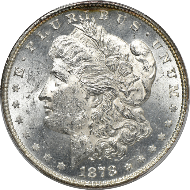 Two 1878 7TF Reverse of 1878 MS-63, and two 1878 8TF (MS-62 and MS-64), all PCGS