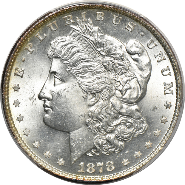 Two 1878 7TF Reverse of 1878 MS-63, and two 1878 8TF (MS-62 and MS-64), all PCGS
