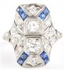 Platinum Diamond and Sapphire Ring
