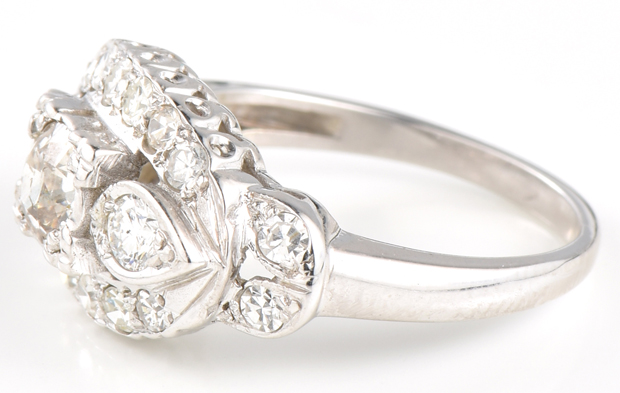 14K White Gold Vintage Ring