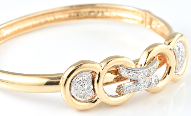 14K Yellow Gold Diamond Bangle 