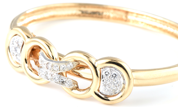 14K Yellow Gold Diamond Bangle 