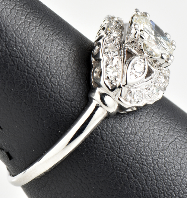 14K White Gold Diamond Ring with a .89 Carat Round, GIA #12032256