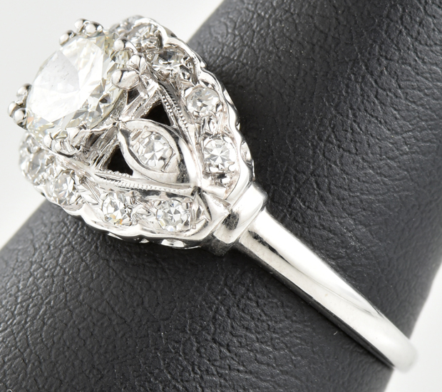 14K White Gold Diamond Ring with a .89 Carat Round, GIA #12032256