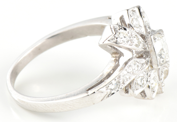 14K White Gold Diamond Ring 
