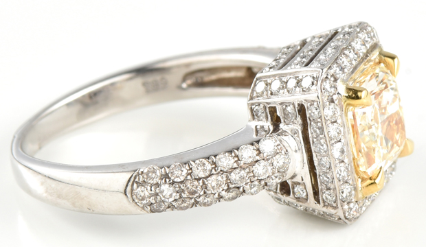 14K White Gold Yellow Diamond Ring