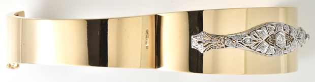 14K Two-Tone Diamond Bangle 