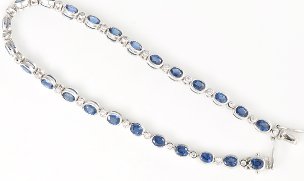 14K White Gold Sapphire and Diamond Bracelet 
