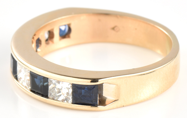 14K Yellow Gold Diamond and Sapphire Band