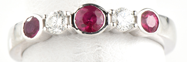14K White Gold Ruby Band