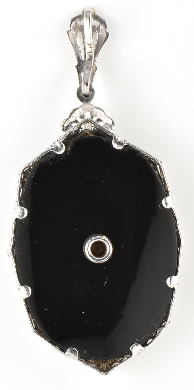 14K White Gold Black Onyx Pendant