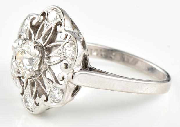 14K White Gold Diamond Ring
