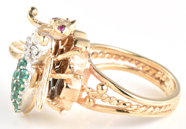 14K Yellow Gold Bee Ring