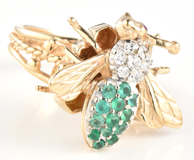 14K Yellow Gold Bee Ring