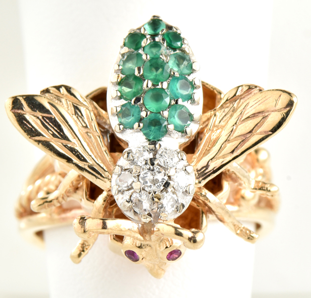 14K Yellow Gold Bee Ring