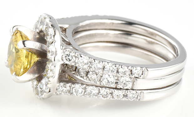 14K White Gold Yellow Sapphire Ring