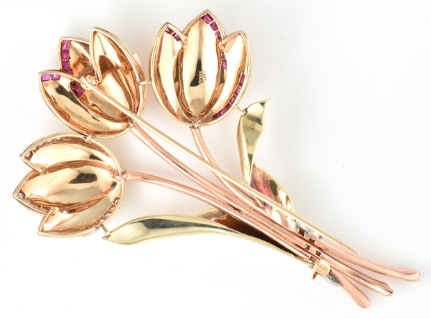 14K Tri-Tone Retro Pin