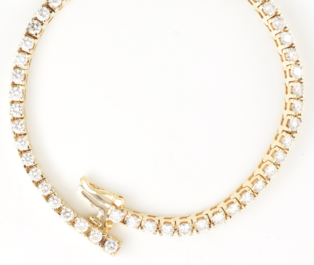 14K Yellow Gold Diamond Tennis Bracelet 