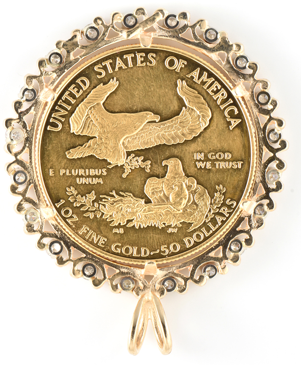 14K Yellow Gold 1986 American Gold Eagle Pendant