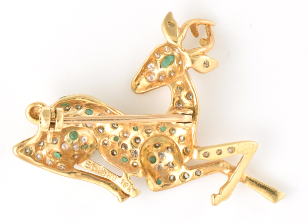 18K Yellow Gold Deer Pin