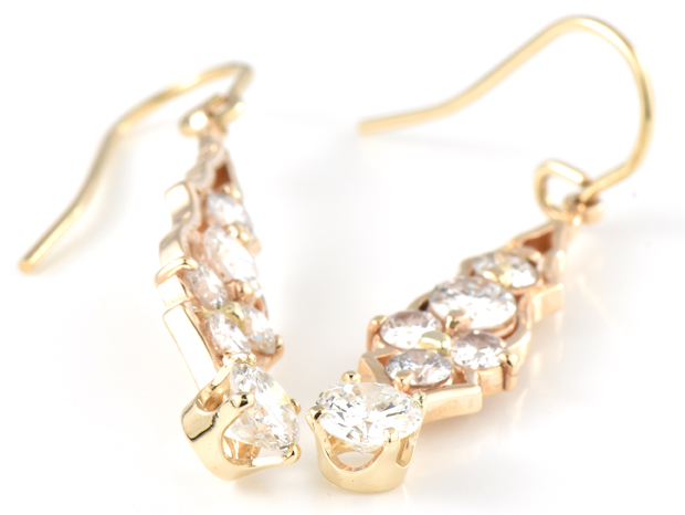 14K Yellow Gold Diamond Earrings