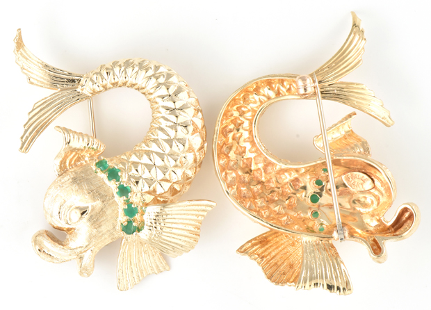 14K Yellow Gold Fish Pins