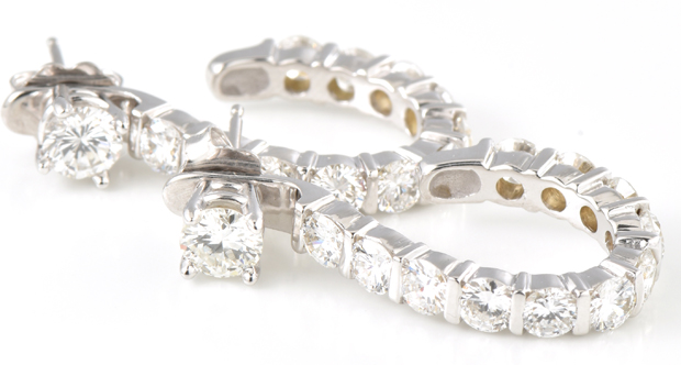 14K White Gold Diamond Earrings