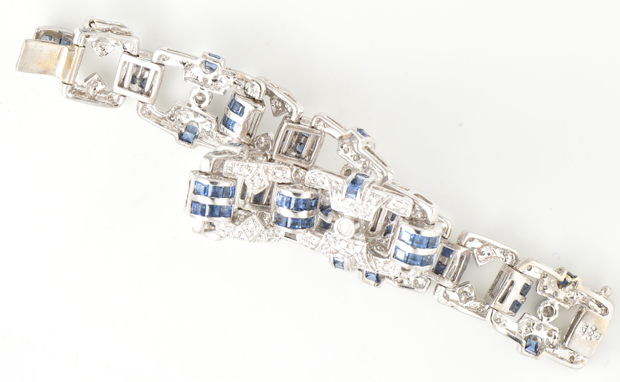 18K White Gold Diamond and Sapphire Bracelet 