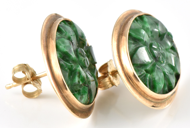 14K Yellow Gold Jade/Jadeite Jewelry Set