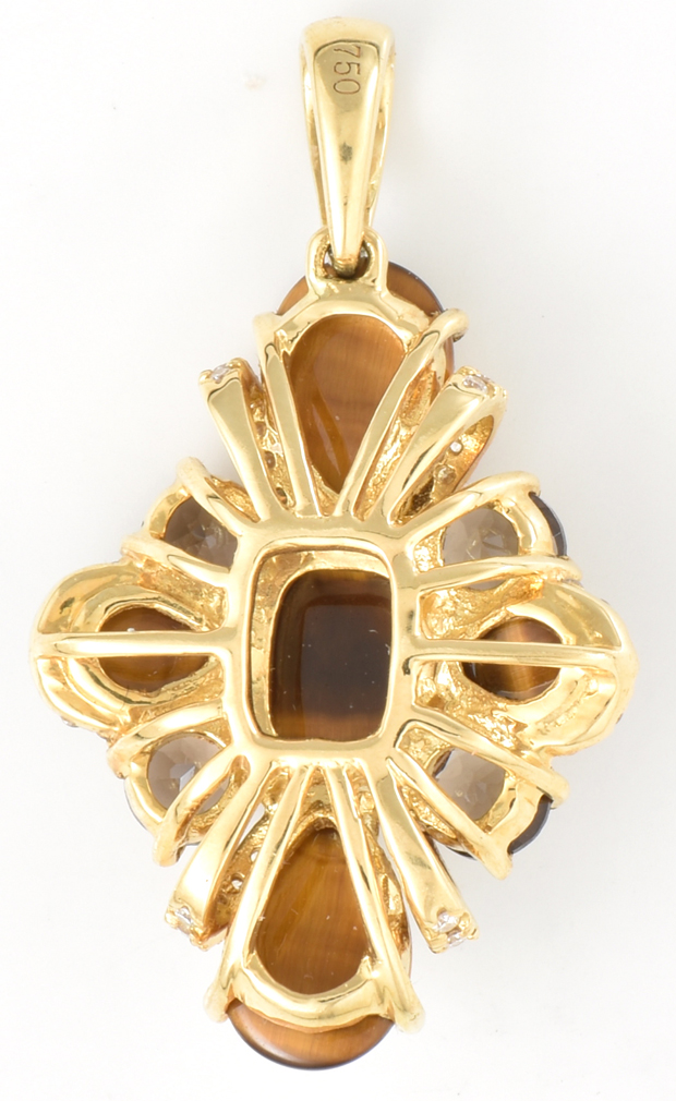 18K Yellow Gold Tiger Eye Pendant