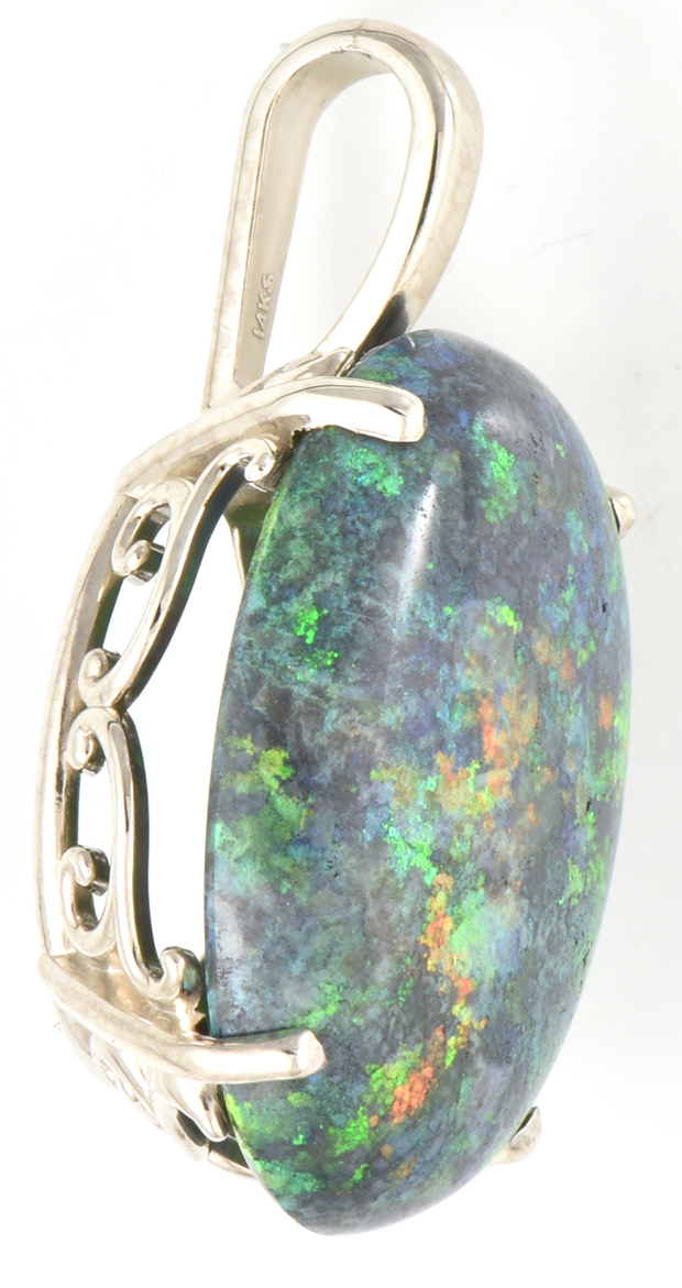 14K White Gold Opal Pendant