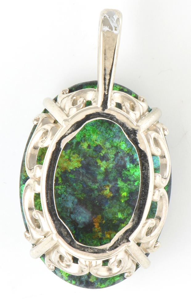 14K White Gold Opal Pendant