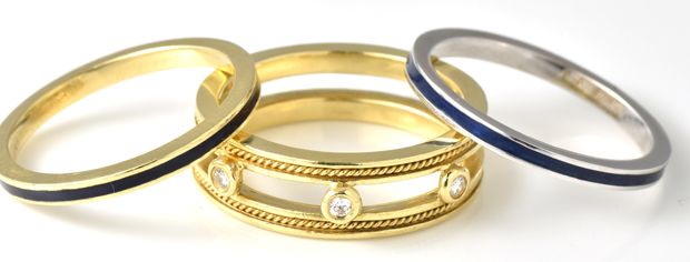 18K Yellow Gold Ring Guard Set