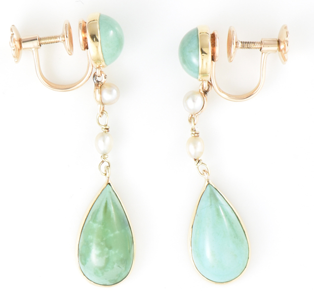 14K Yellow Gold Turquoise Jewelry Set