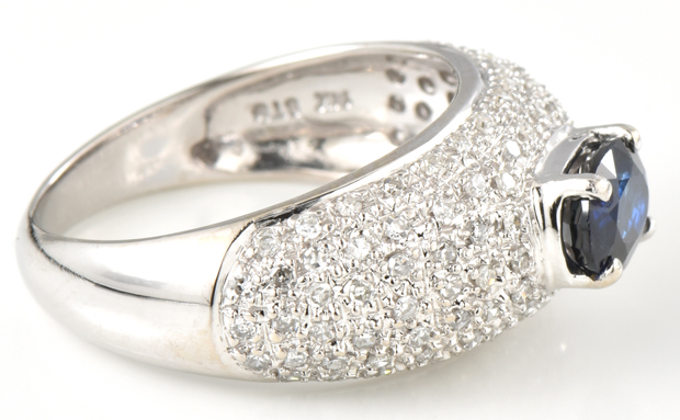 14K White Gold Sapphire and Diamond Ring